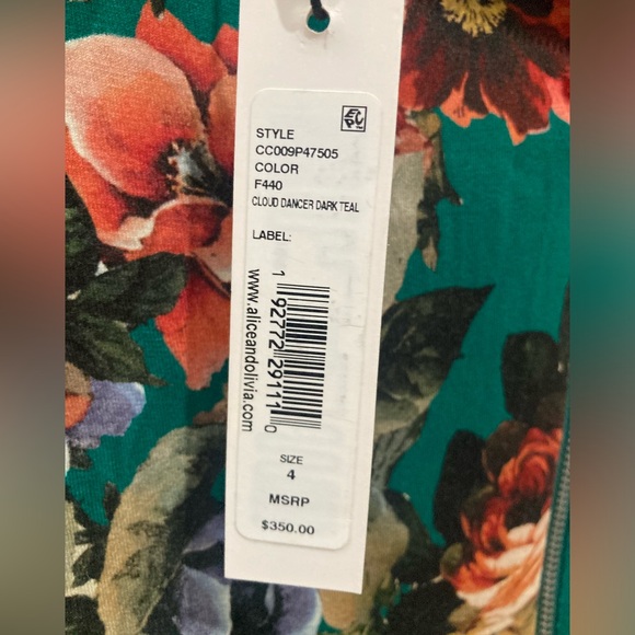 Alice + Olivia Delora Mockneck Floral Bodycon Midi Dress in size 4 NWT $350 - Picture 7 of 9